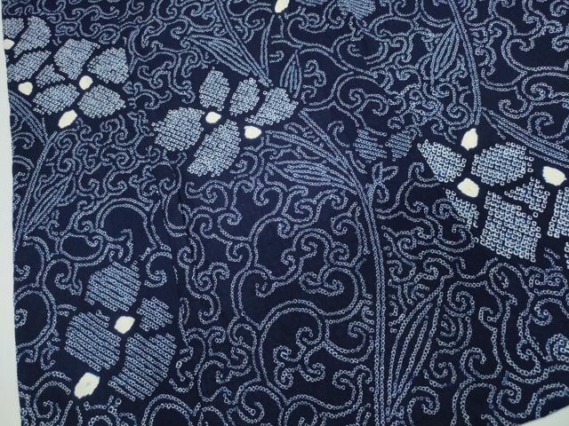 平和屋着物∴夏物　浴衣　有松鳴海絞り　花唐草文　綿　逸品　CABK5324ng