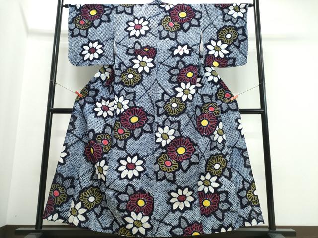 平和屋着物∴夏物　浴衣　有松鳴海絞り　舞菊文　綿　逸品　CABK5325ng