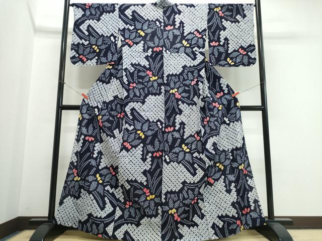 平和屋着物∴夏物　浴衣　有松鳴海絞り　杜若　綿　逸品　未使用　CABK5328ng