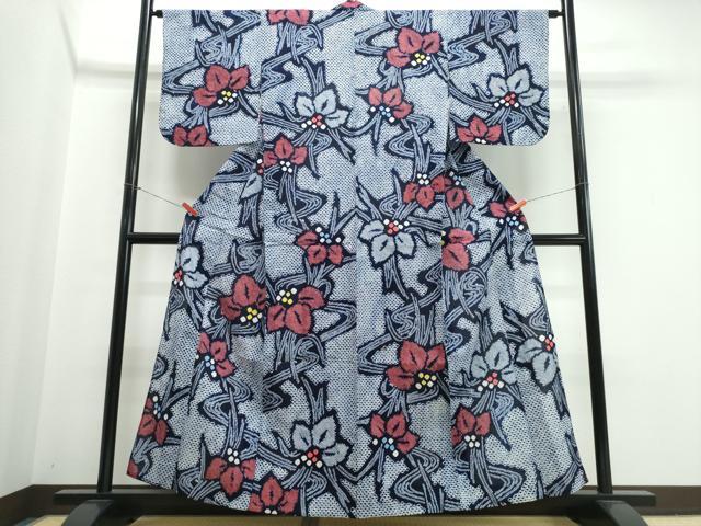 平和屋着物∴夏物　浴衣　有松鳴海絞り　流水杜若　綿　逸品　CABK5329ng