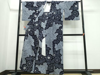 平和屋着物∴夏物　浴衣　有松鳴海絞り　舞花文　綿　逸品　CABK5333ng