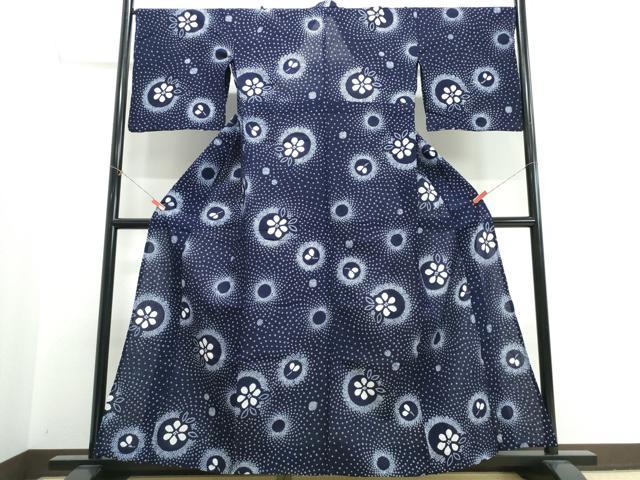 平和屋着物∴夏物　浴衣　有松鳴海絞り　花丸文　綿　逸品　CABK5335ng