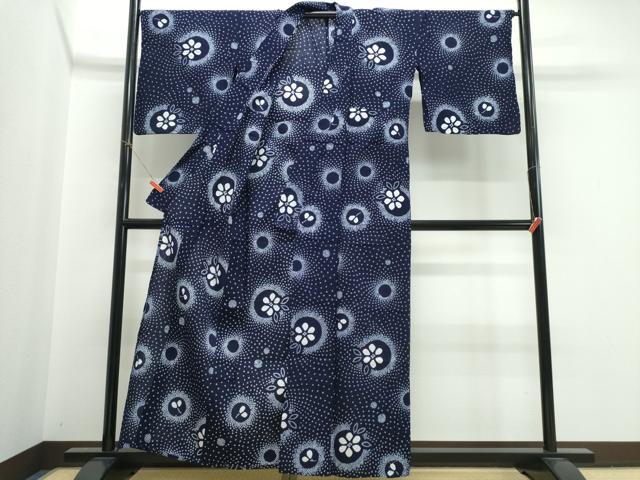 平和屋着物∴夏物　浴衣　有松鳴海絞り　花丸文　綿　逸品　CABK5335ng