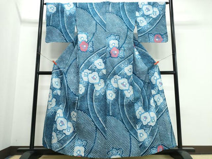 平和屋着物∴夏物　浴衣　有松鳴海絞り　流水椿　綿　逸品　CABK5336ng