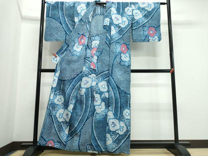 平和屋着物∴夏物　浴衣　有松鳴海絞り　流水椿　綿　逸品　CABK5336ng