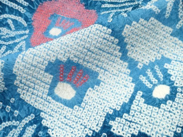 平和屋着物∴夏物　浴衣　有松鳴海絞り　流水椿　綿　逸品　CABK5336ng