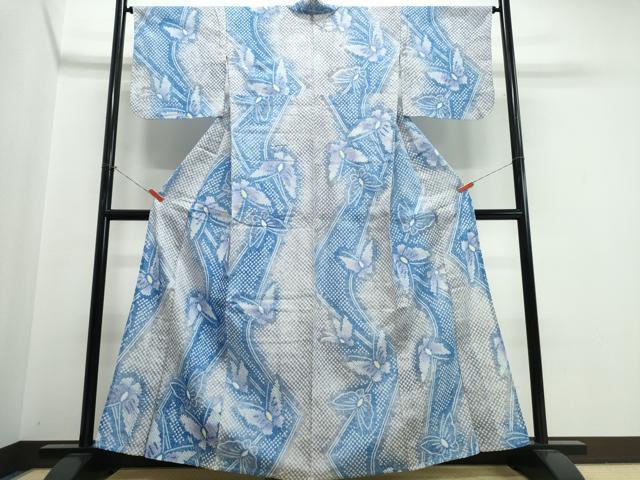 平和屋着物∴夏物　浴衣　有松鳴海絞り　流水舞蝶文　綿　逸品　CABK5338ng