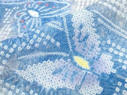 平和屋着物∴夏物　浴衣　有松鳴海絞り　流水舞蝶文　綿　逸品　CABK5338ng