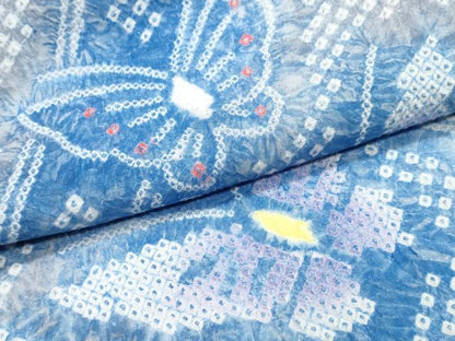 平和屋着物∴夏物　浴衣　有松鳴海絞り　流水舞蝶文　綿　逸品　CABK5338ng
