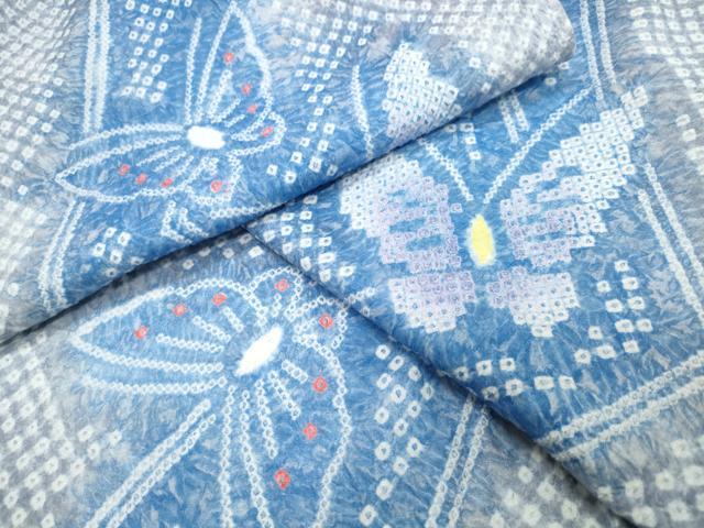平和屋着物∴夏物　浴衣　有松鳴海絞り　流水舞蝶文　綿　逸品　CABK5338ng