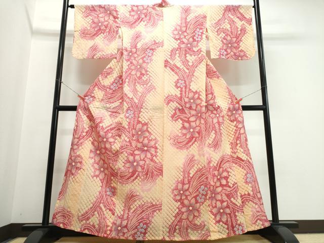 平和屋着物∴夏物　浴衣　有松鳴海絞り　草花文　綿　逸品　CABK5339ng
