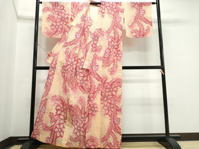 平和屋着物∴夏物　浴衣　有松鳴海絞り　草花文　綿　逸品　CABK5339ng