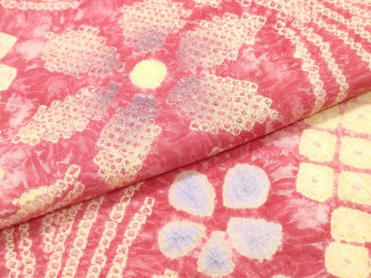 平和屋着物∴夏物　浴衣　有松鳴海絞り　草花文　綿　逸品　CABK5339ng