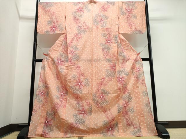 平和屋着物∴夏物　浴衣　有松鳴海絞り　舞花文　綿　逸品　CABK5340ng