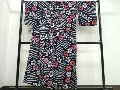 平和屋着物∴夏物　浴衣　有松鳴海絞り　流水舞花文　綿　逸品　CABK5341ng