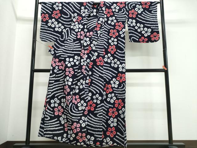 平和屋着物∴夏物　浴衣　有松鳴海絞り　流水舞花文　綿　逸品　CABK5341ng