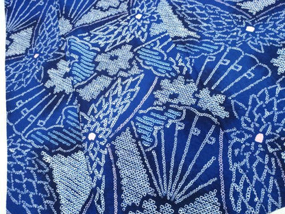 平和屋着物∴夏物　浴衣　有松鳴海絞り　檜扇花文　綿　逸品　CABK5342ng
