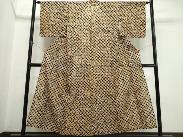 平和屋着物∴夏物　浴衣　有松鳴海絞り　蜘蛛絞り　黒地　綿　逸品　未使用　CABK5344ng