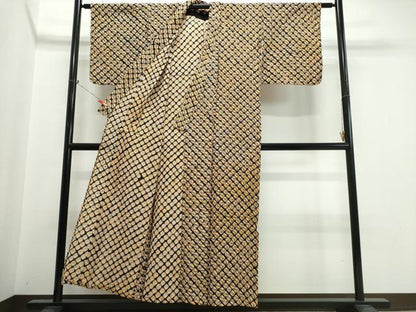 平和屋着物∴夏物　浴衣　有松鳴海絞り　蜘蛛絞り　黒地　綿　逸品　未使用　CABK5344ng