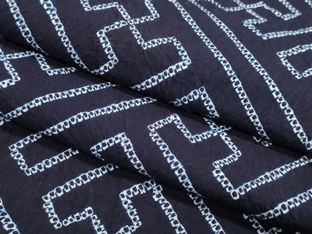 平和屋着物∴夏物　浴衣　有松鳴海絞り　紗綾形文様　綿　逸品　CABK5346ng