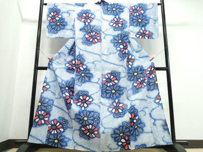 平和屋着物∴夏物　浴衣　有松鳴海絞り　舞菊文　綿　逸品　CABK5347ng