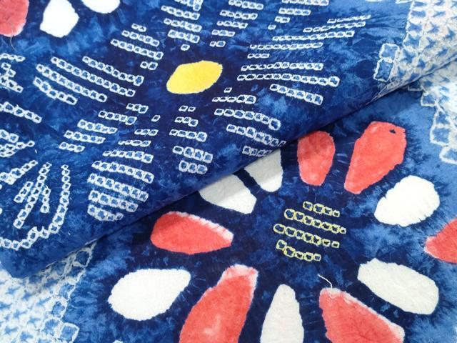 平和屋着物∴夏物　浴衣　有松鳴海絞り　舞菊文　綿　逸品　CABK5347ng
