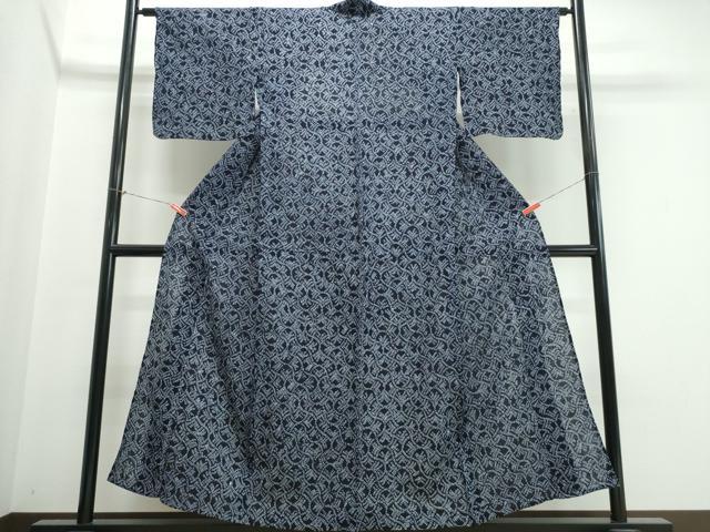 平和屋着物∴夏物　浴衣　有松鳴海絞り　幾何学文様　綿　逸品　CABK5348ng