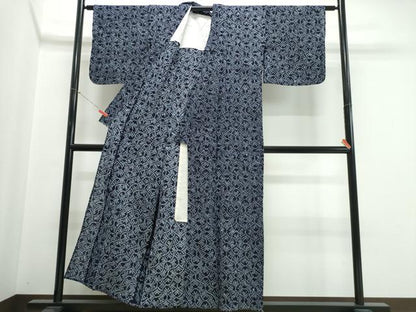 平和屋着物∴夏物　浴衣　有松鳴海絞り　幾何学文様　綿　逸品　CABK5348ng