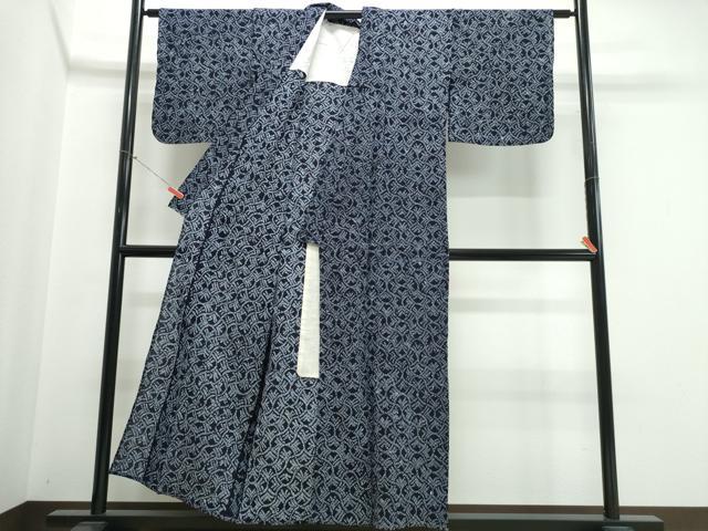 平和屋着物∴夏物　浴衣　有松鳴海絞り　幾何学文様　綿　逸品　CABK5348ng