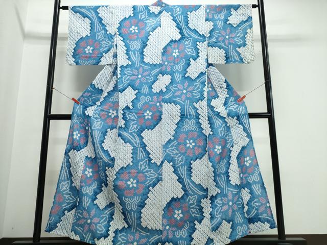 平和屋着物∴夏物　浴衣　有松鳴海絞り　枝花文　綿　逸品　未使用　CABK5350ng