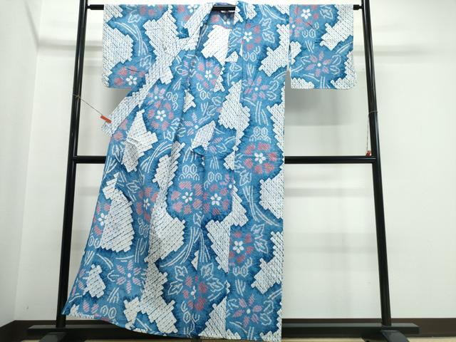 平和屋着物∴夏物　浴衣　有松鳴海絞り　枝花文　綿　逸品　未使用　CABK5350ng
