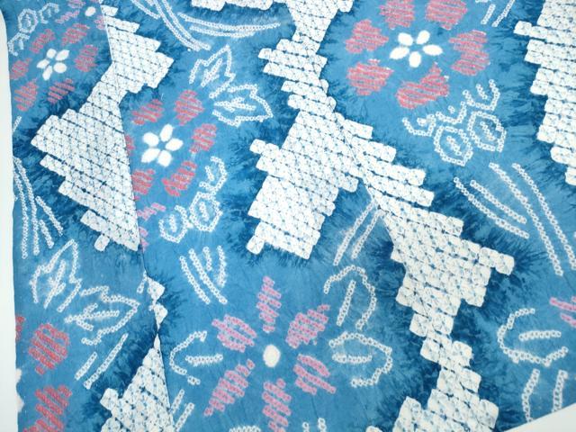 平和屋着物∴夏物　浴衣　有松鳴海絞り　枝花文　綿　逸品　未使用　CABK5350ng