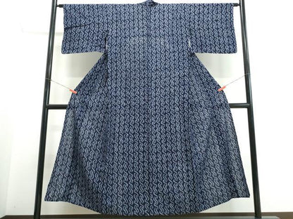 平和屋着物∴夏物　浴衣　有松鳴海絞り　幾何学文様　綿　逸品　CABK5352ng