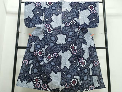 平和屋着物∴夏物　浴衣　有松鳴海絞り　鼓花文　綿　逸品　CABK5354ng