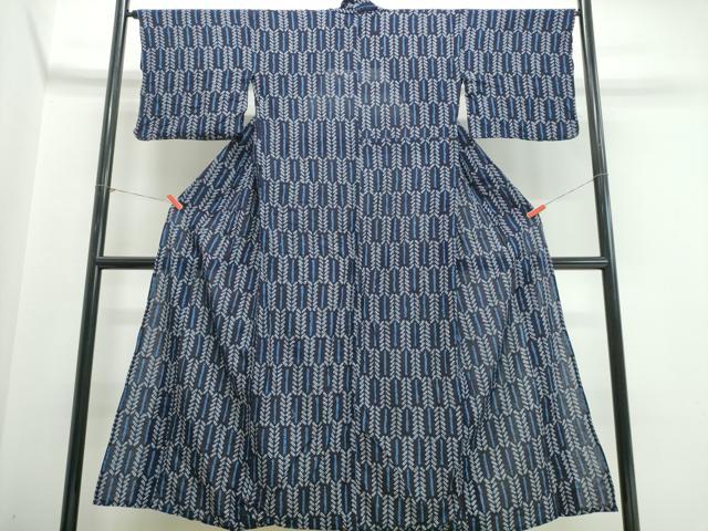 平和屋着物∴夏物　浴衣　有松鳴海絞り　幾何学文様　綿　逸品　CABK5355ng