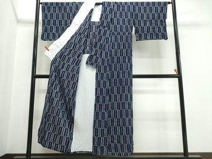 平和屋着物∴夏物　浴衣　有松鳴海絞り　幾何学文様　綿　逸品　CABK5355ng