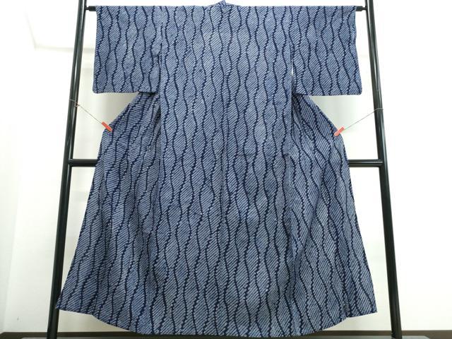 平和屋着物∴夏物　浴衣　有松鳴海絞り　立涌文様　綿　逸品　CABK5356ng