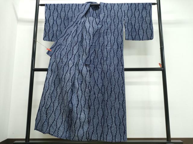平和屋着物∴夏物　浴衣　有松鳴海絞り　立涌文様　綿　逸品　CABK5356ng