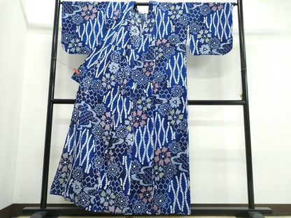 平和屋着物∴夏物　浴衣　有松鳴海絞り　雲取り舞花尽くし　綿　逸品　CABK5357ng
