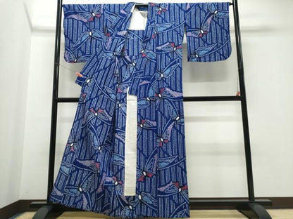 平和屋着物∴夏物　浴衣　有松鳴海絞り　舞蝶文　綿　逸品　CABK5358ng