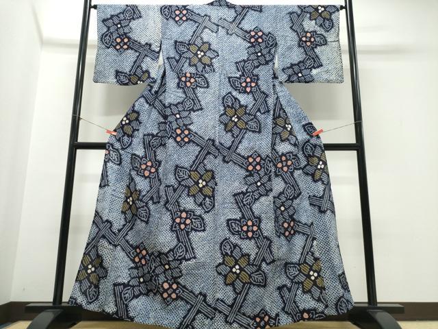 平和屋着物∴夏物　浴衣　有松鳴海絞り　枝花文　綿　逸品　CABK5360ng