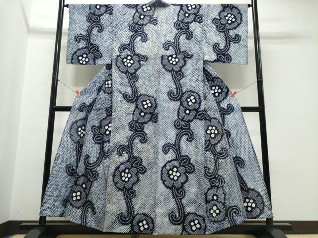 平和屋着物∴夏物　浴衣　有松鳴海絞り　花唐草文　綿　逸品　CABK5361ng