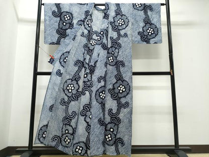 平和屋着物∴夏物　浴衣　有松鳴海絞り　花唐草文　綿　逸品　CABK5361ng