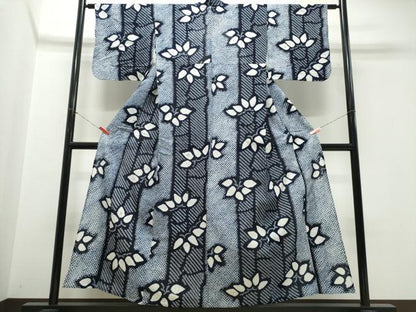 平和屋着物∴夏物　浴衣　有松鳴海絞り　笹竹文　綿　逸品　CABK5364ng