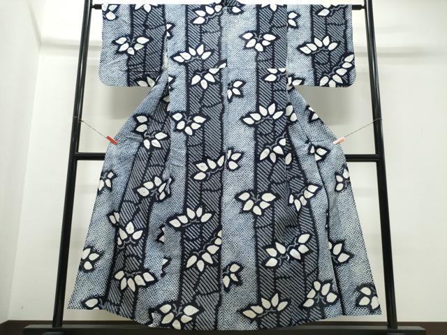 平和屋着物∴夏物　浴衣　有松鳴海絞り　笹竹文　綿　逸品　CABK5364ng