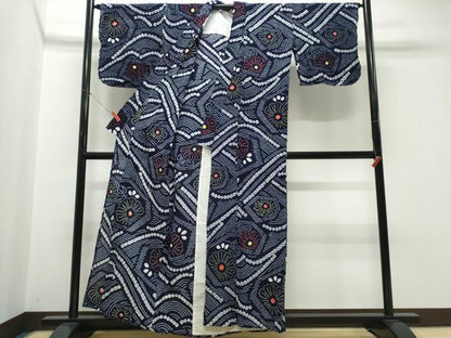 平和屋着物∴夏物　浴衣　有松鳴海絞り　流水菊文　綿　逸品　CABK5368ng