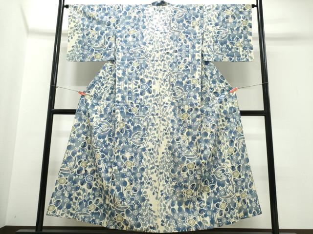 平和屋着物∴夏物　浴衣　綿絽　飛鳥枝花文　逸品　未使用　CABK5371ng
