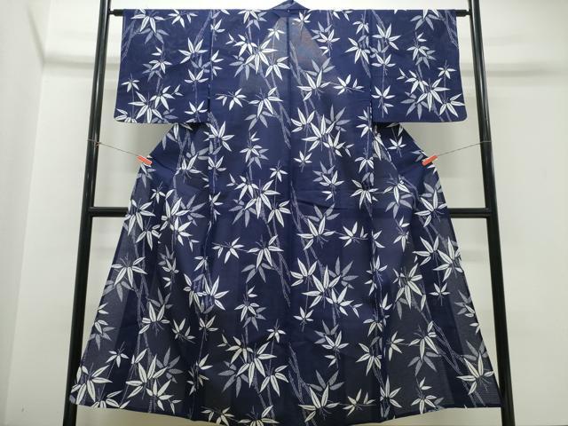 平和屋着物∴夏物　浴衣　綿絽　笹竹文　綿　逸品　CABK5373ng