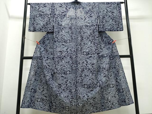 平和屋着物∴夏物　浴衣　綿絽　草花尽くし　綿　逸品　CABK5374ng