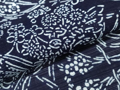平和屋着物∴夏物　浴衣　綿絽　草花尽くし　綿　逸品　CABK5374ng